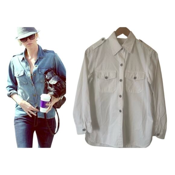CURRENT ELLIOTT $198 The Perfect Shirt (Shacket) in Sugar White Size 0 - Picture 1 of 5